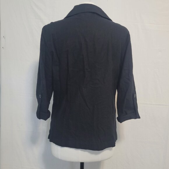 Frankie & Missy Button Front Roll-Up Sleeve Linen Blend Shirt Size L - Picture 3 of 13